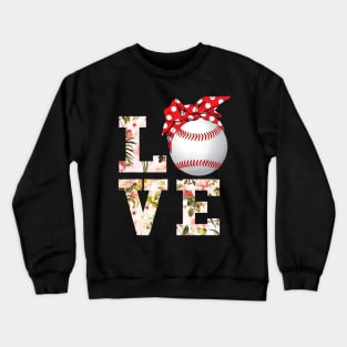 Summer Women Girls Love Baseball Shirt Floral Mothers Day Crewneck Sweatshirt